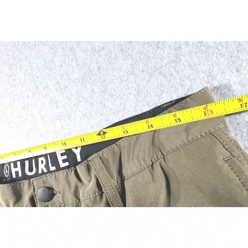 Hurley Mens Hybrid Shorts Olive Green Heather Stretch Walk Shorts Size 34